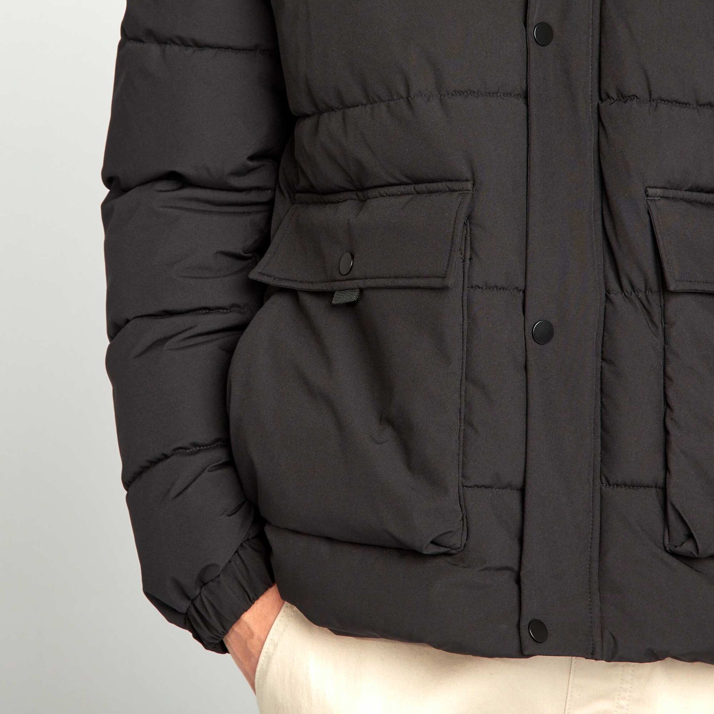 Mid-length showerproof padded jacket black