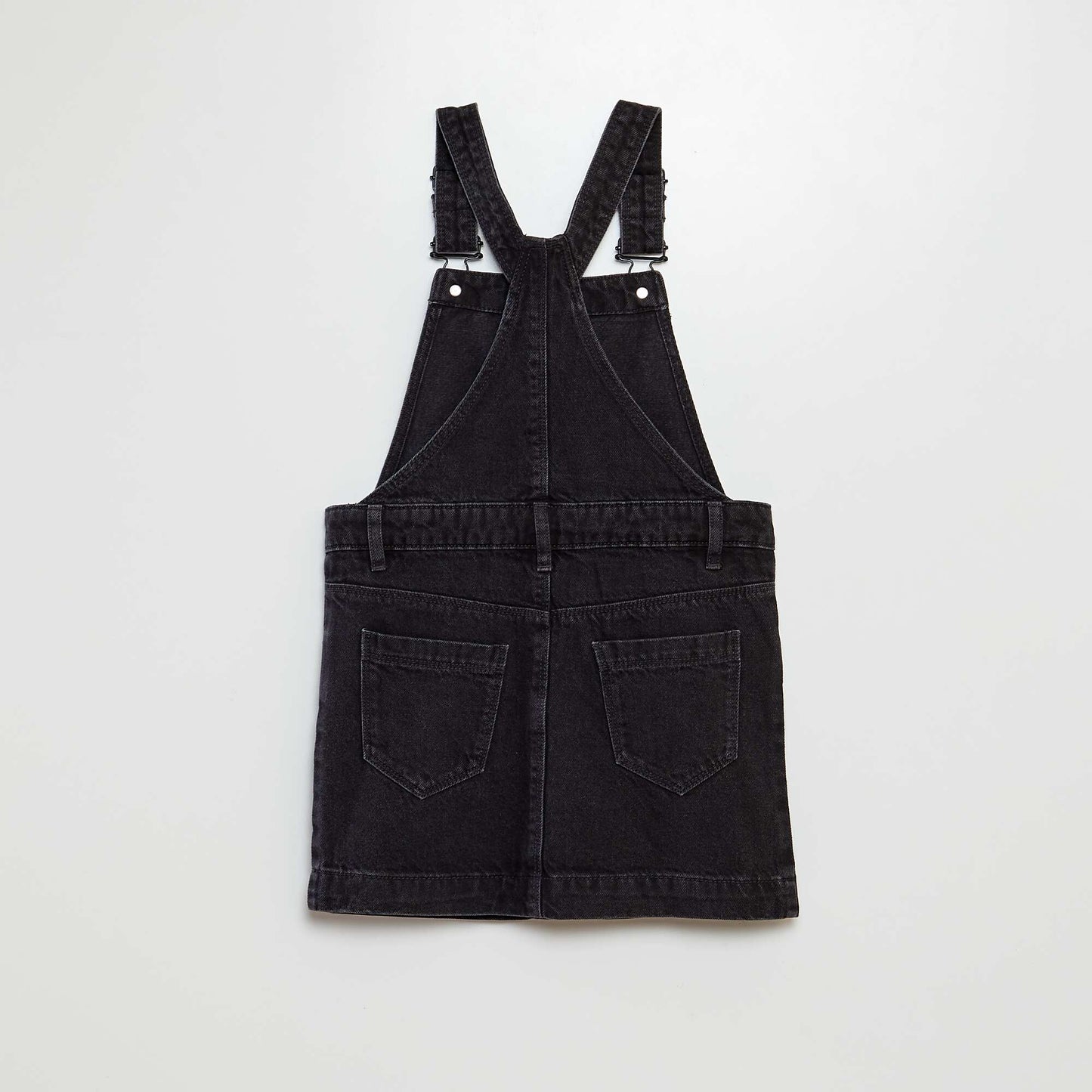 Short denim dungaree dress GREY