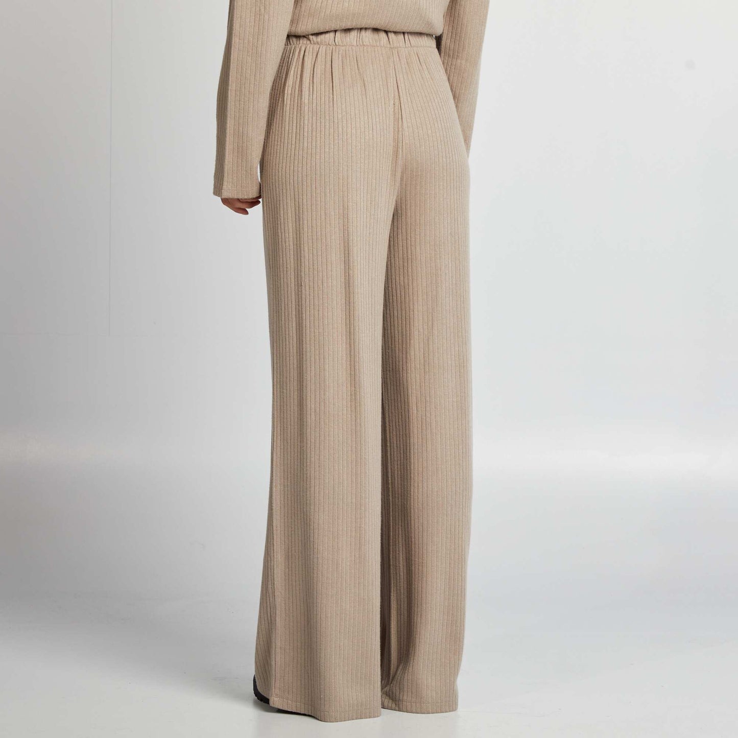 Ribbed wide-leg trousers BROWN