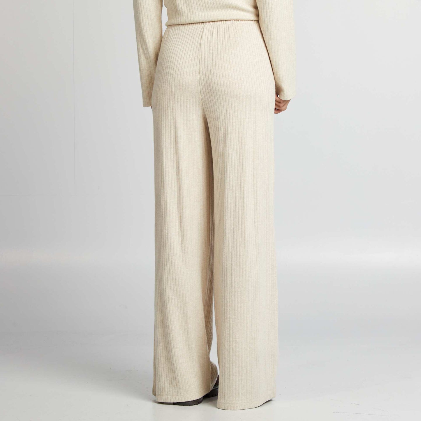 Ribbed wide-leg trousers BEIGE