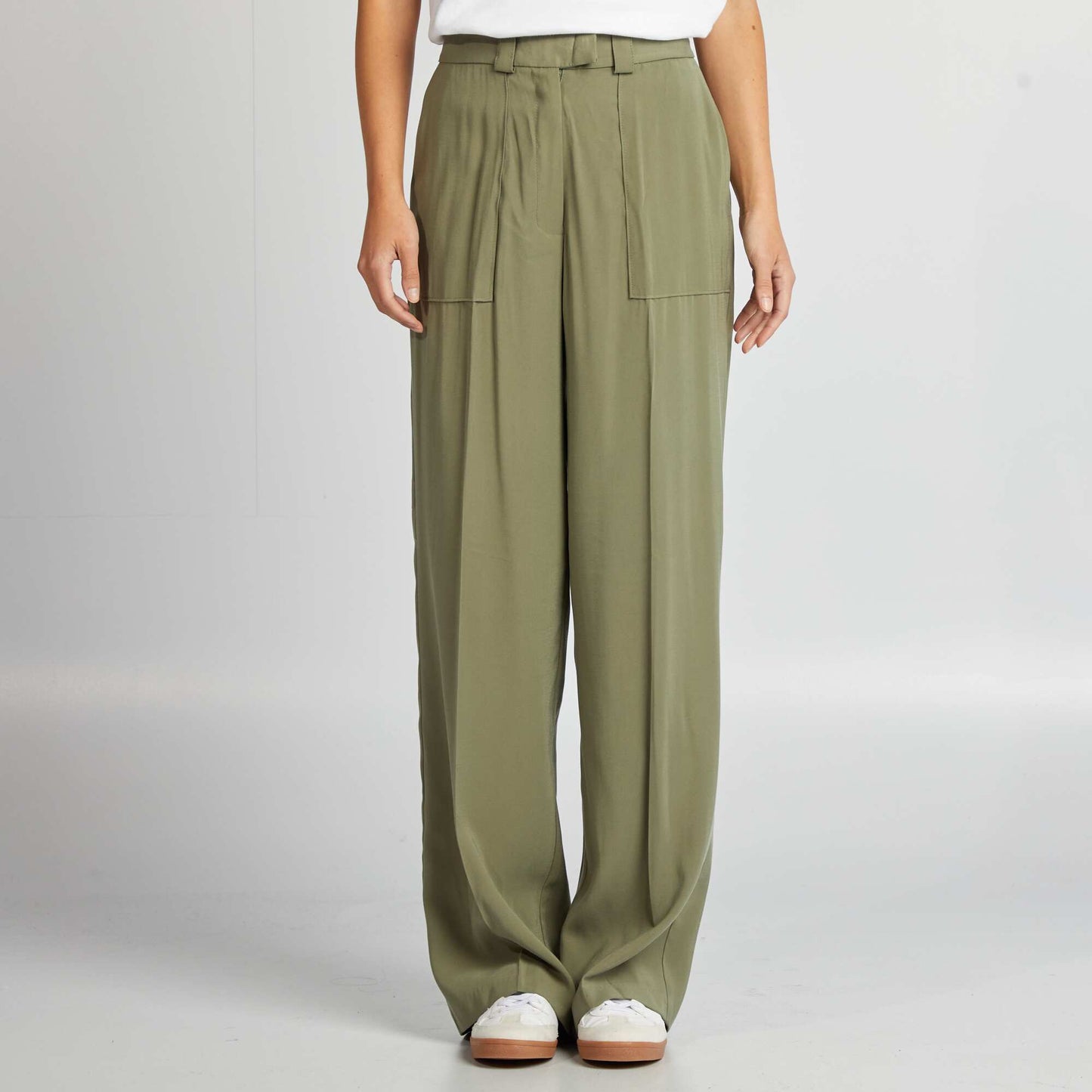 Wide-leg tailored trousers GREEN