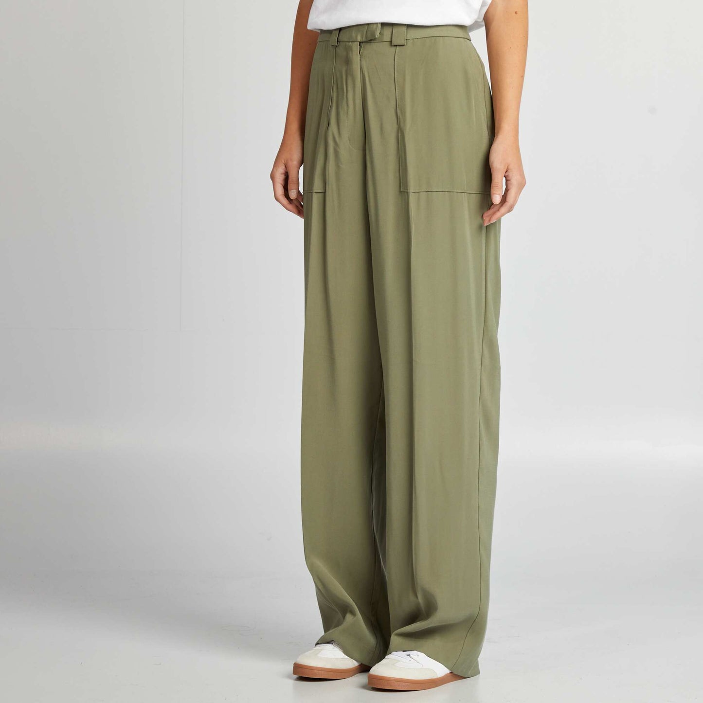 Wide-leg tailored trousers GREEN