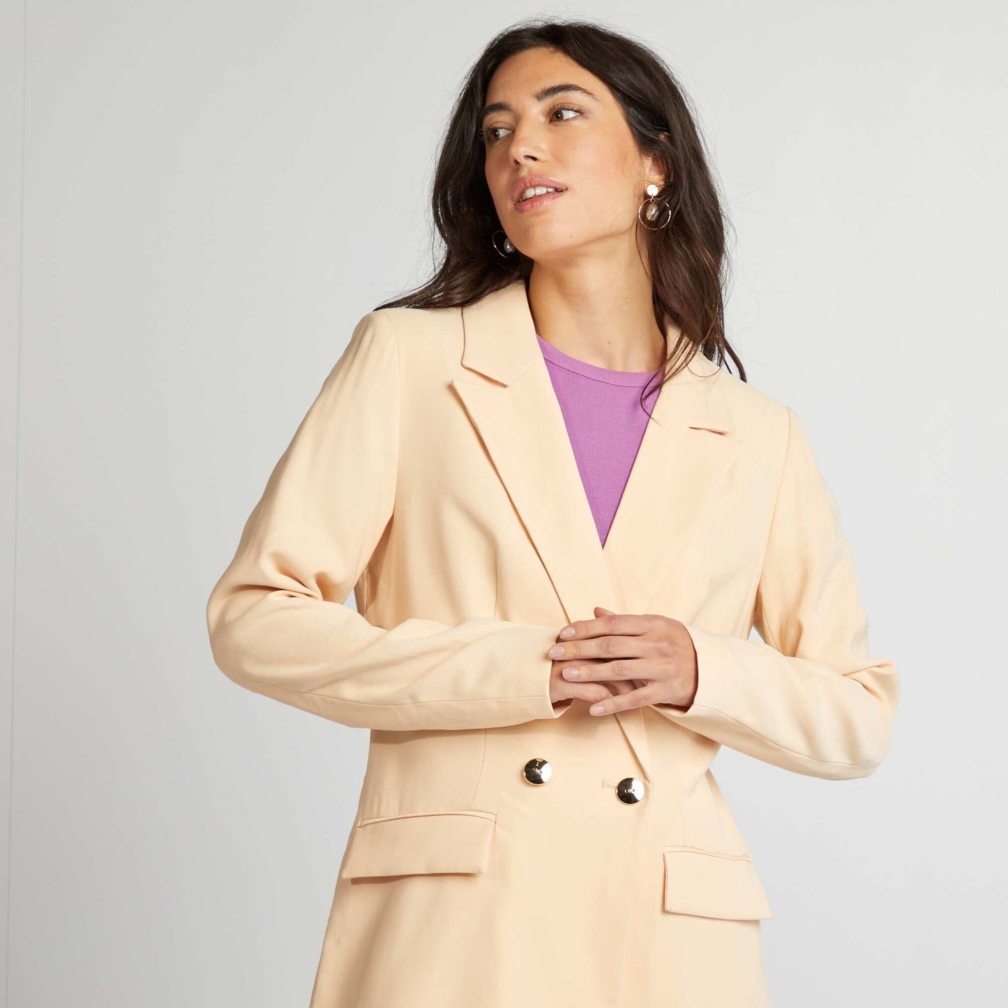 Mid-length tailored jacket BEIGE