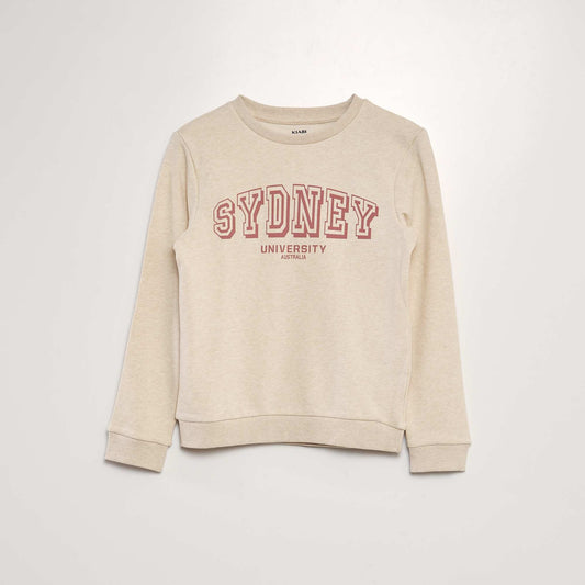 Sweatshirt with round neck BEIGE