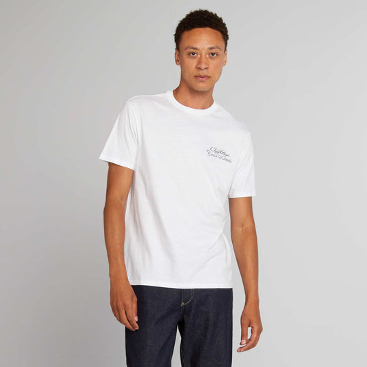 Straight-cut cotton T-shirt with print WHITE