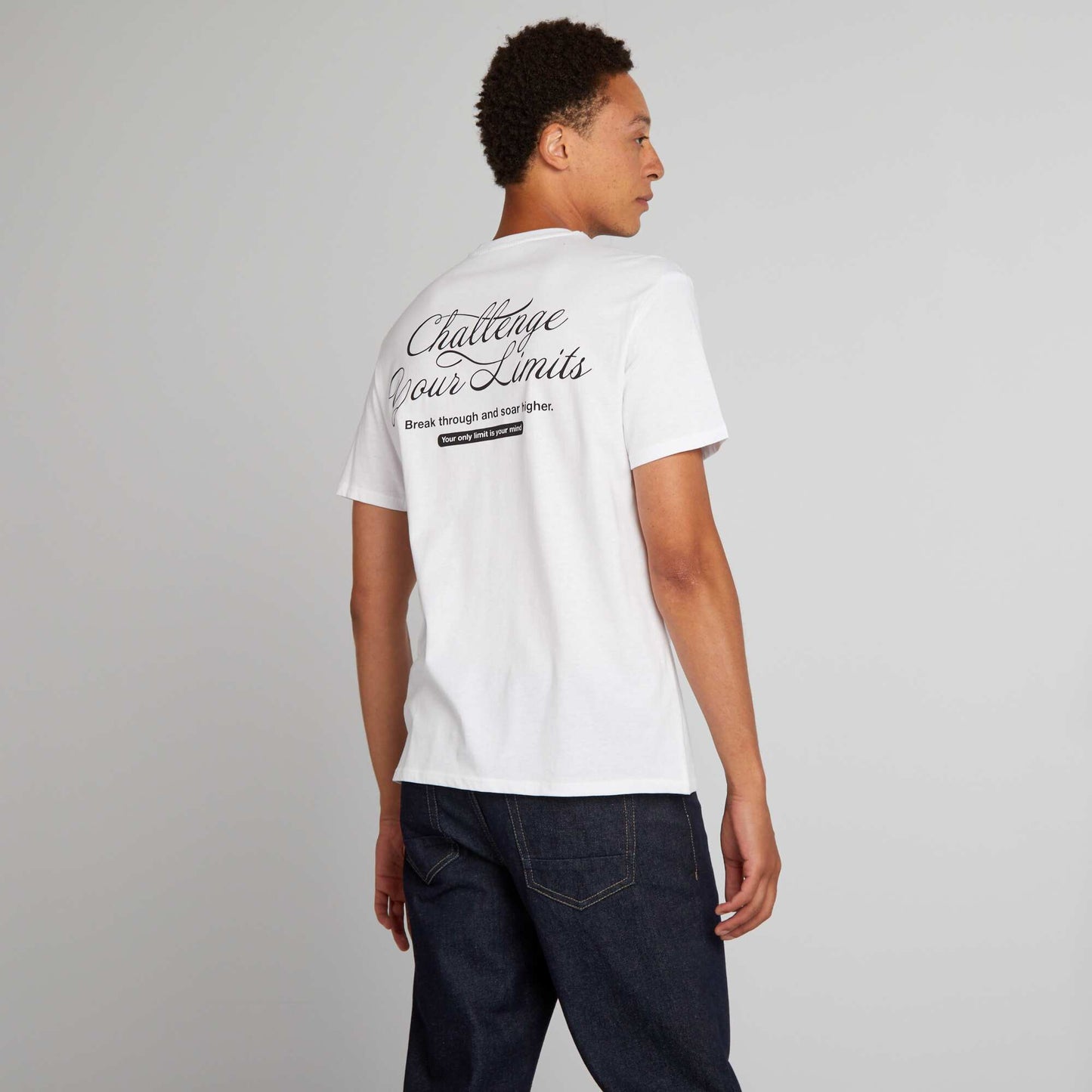 Straight-cut cotton T-shirt with print WHITE