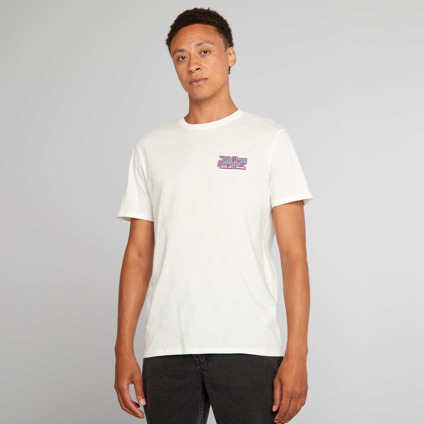 Straight-cut cotton T-shirt with print WHITE