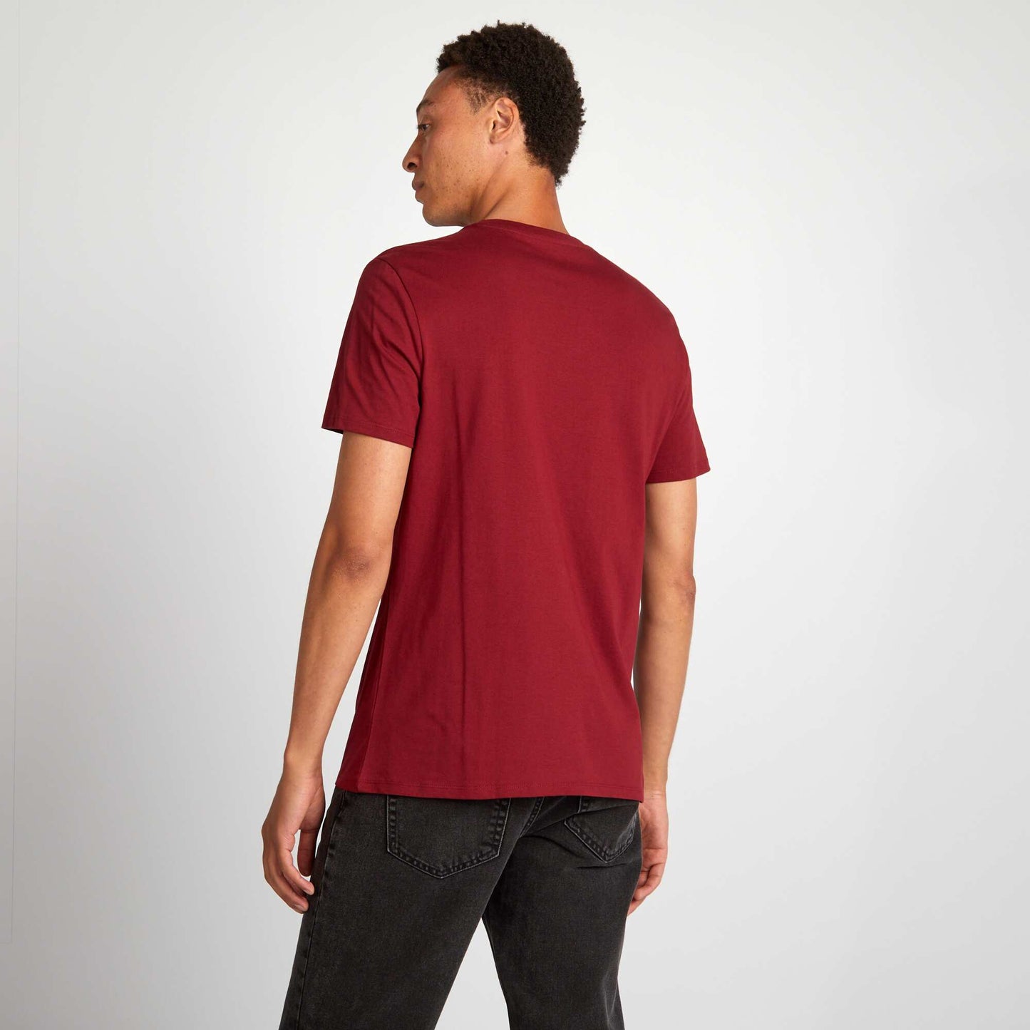 Straight-cut cotton T-shirt with print RED