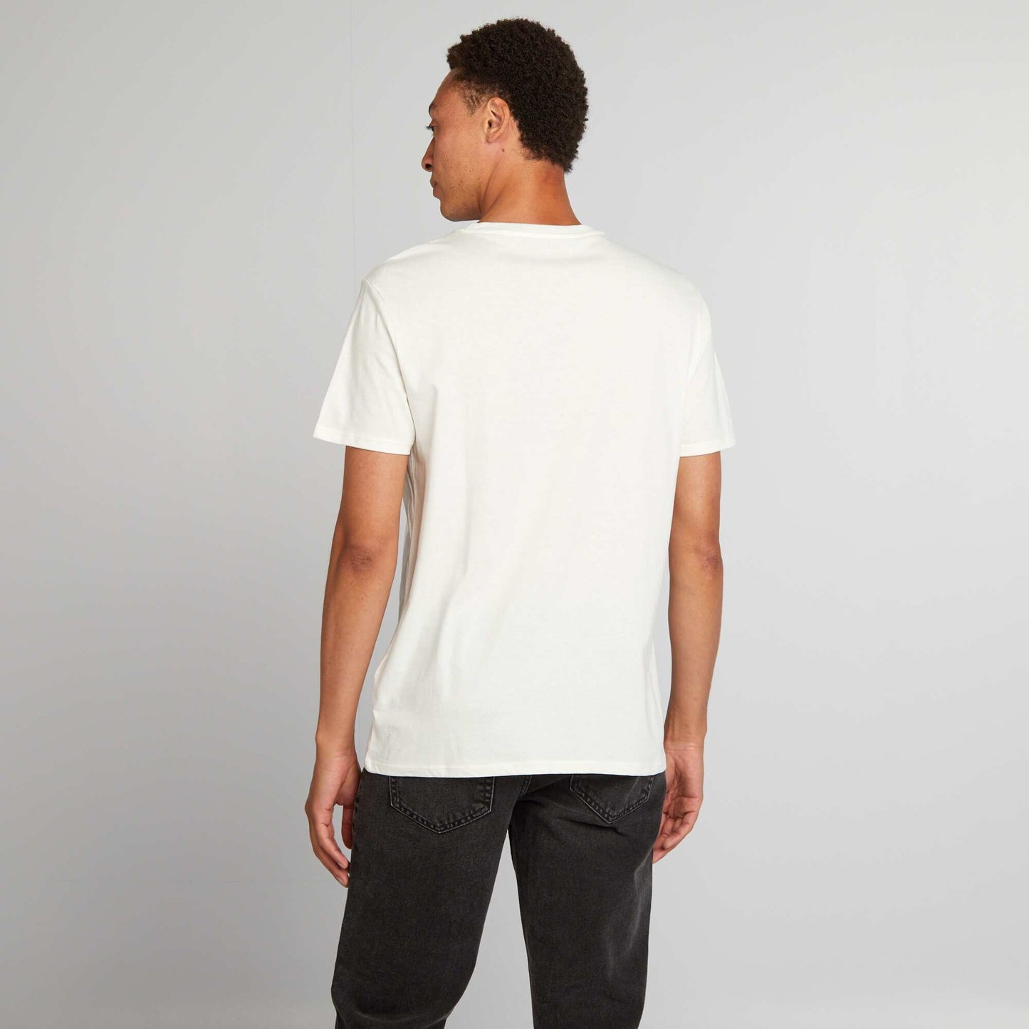 Straight-cut cotton T-shirt with print WHITE