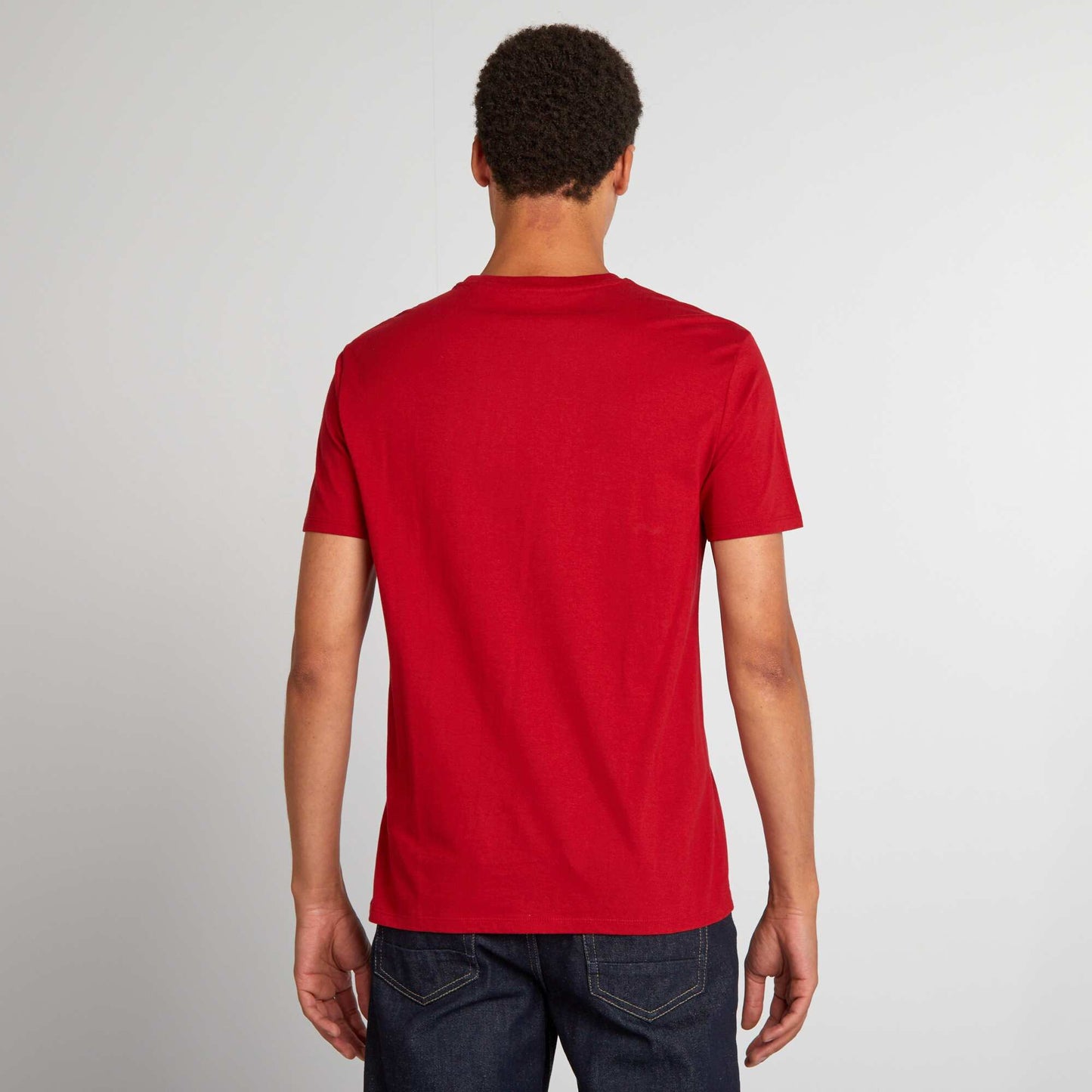 Straight-cut cotton T-shirt with print RED