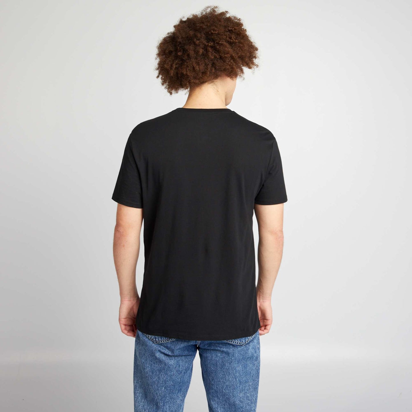 Straight-cut cotton T-shirt with print BLACK