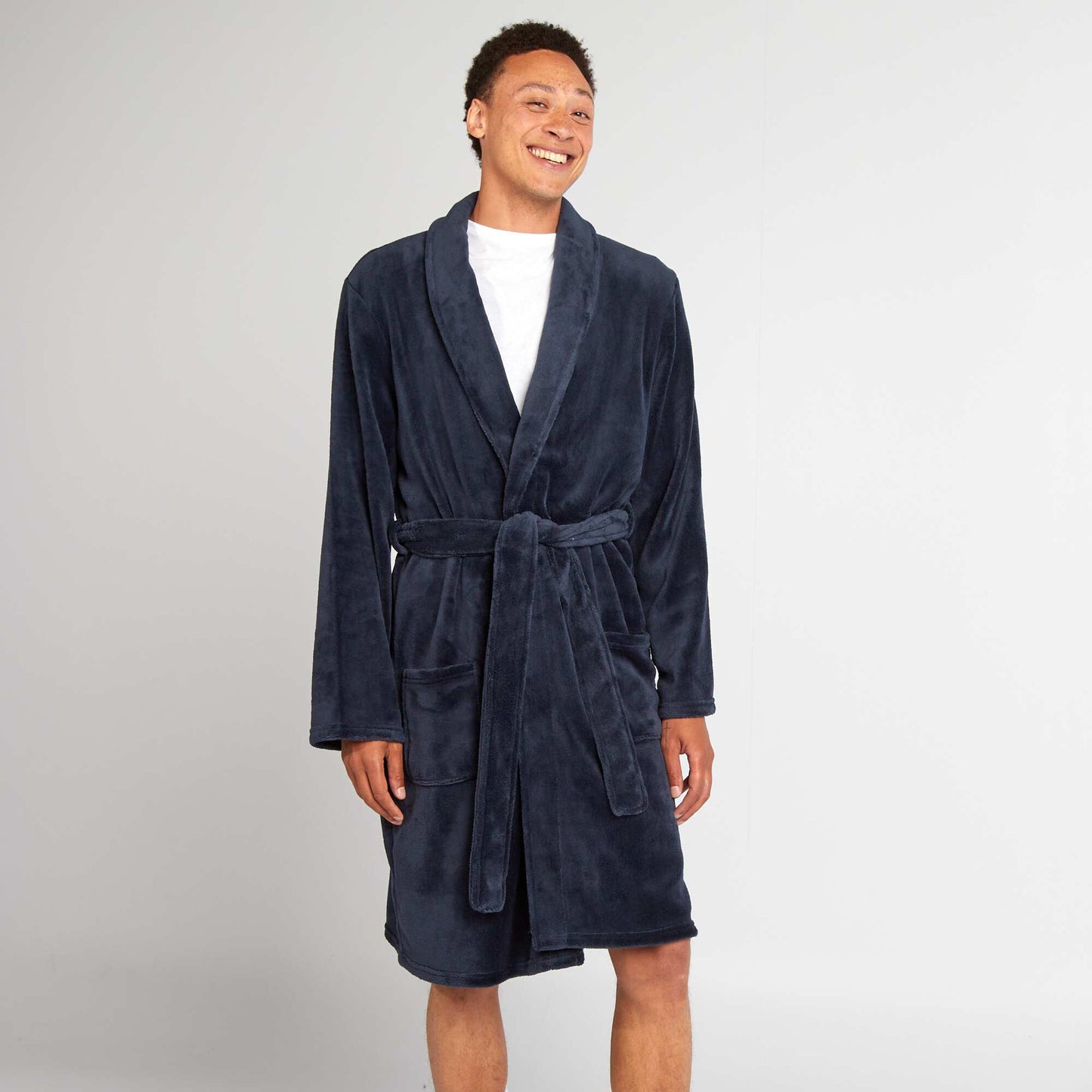 Fleece dressing gown BLUE