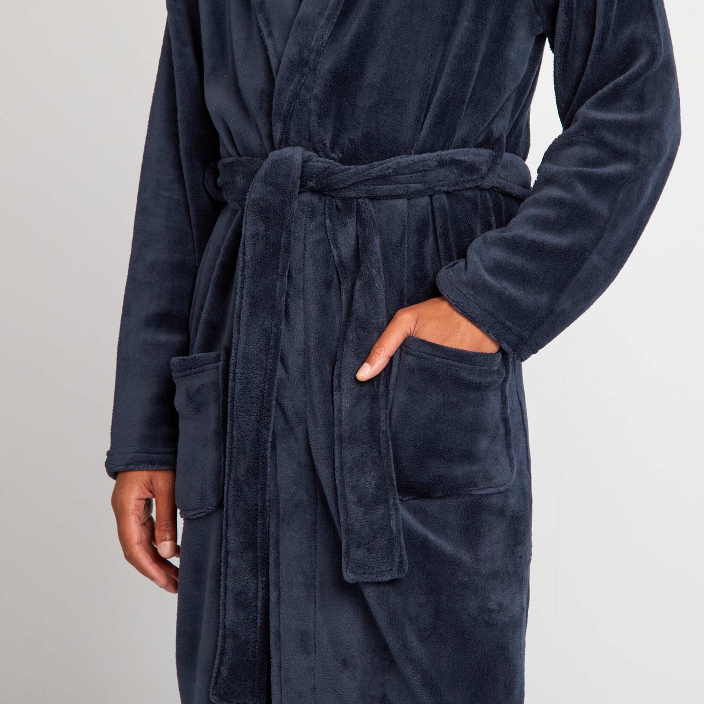 Fleece dressing gown BLUE