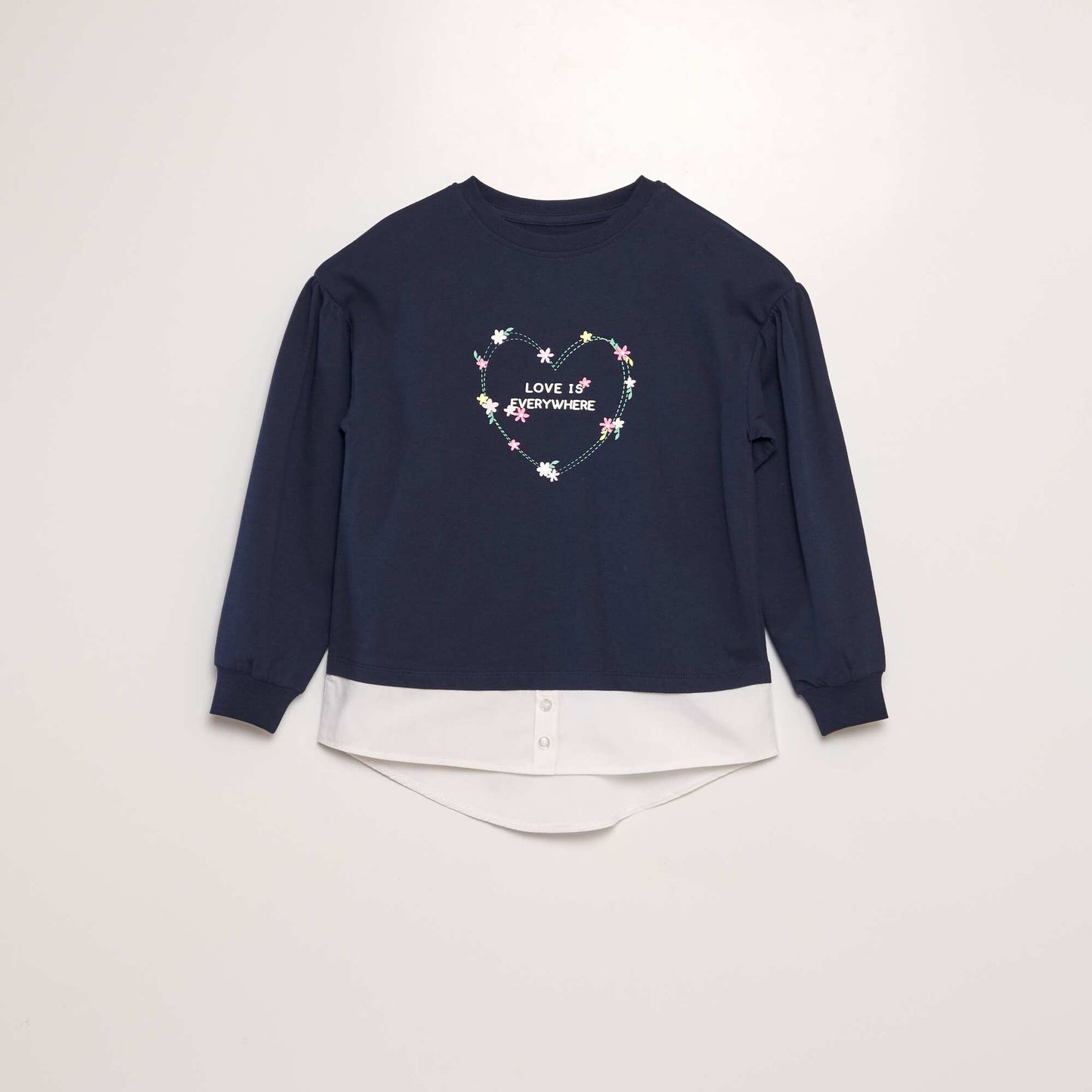 Lightweight sweatshirt with shirt effect BLUE