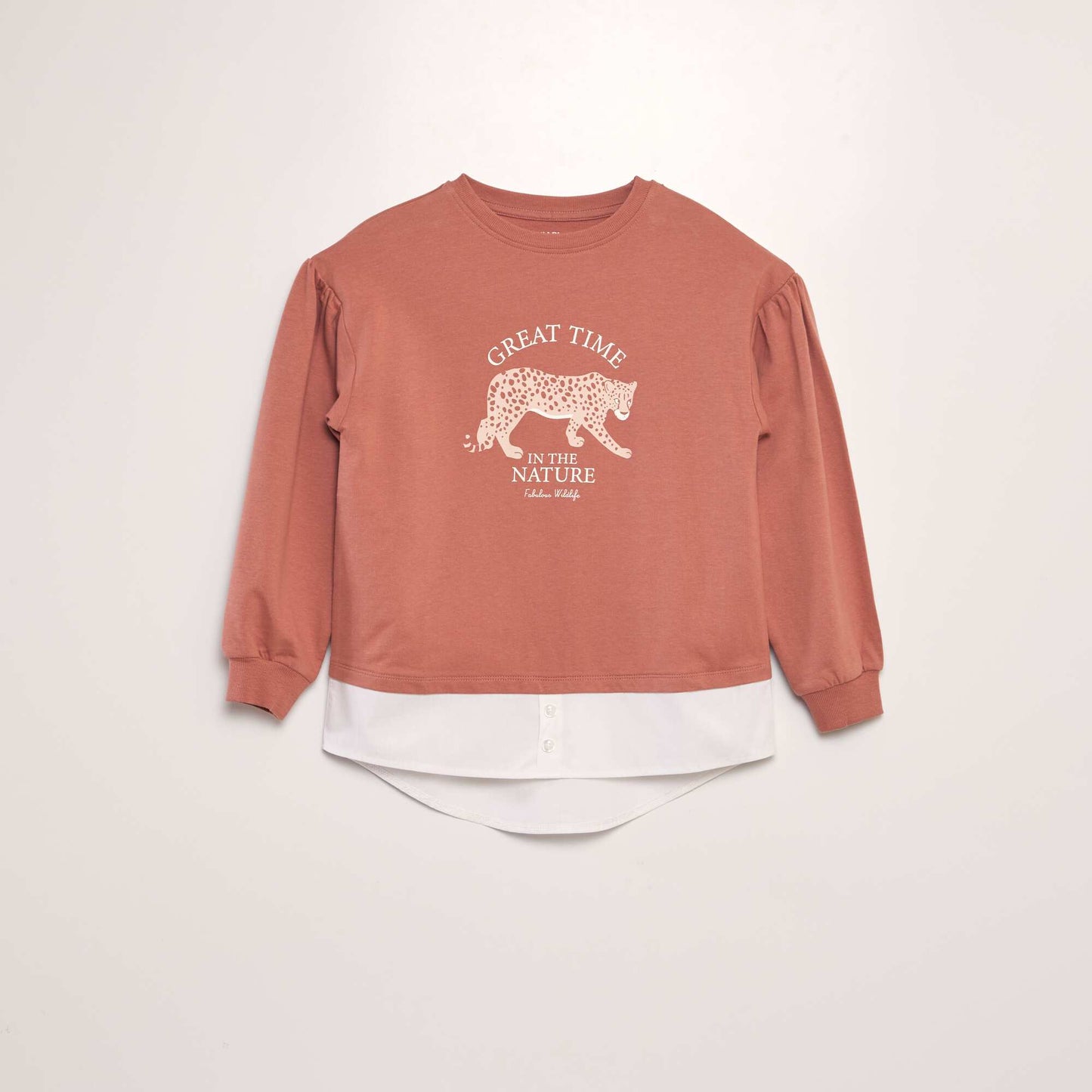 Lightweight sweatshirt with shirt effect PINK