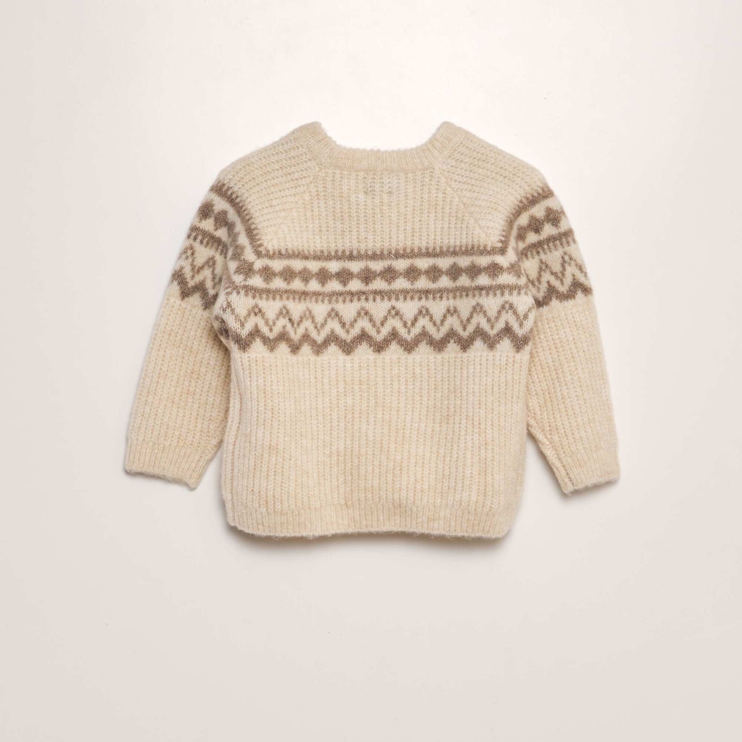 Jacquard pattern knit sweater BEIGE