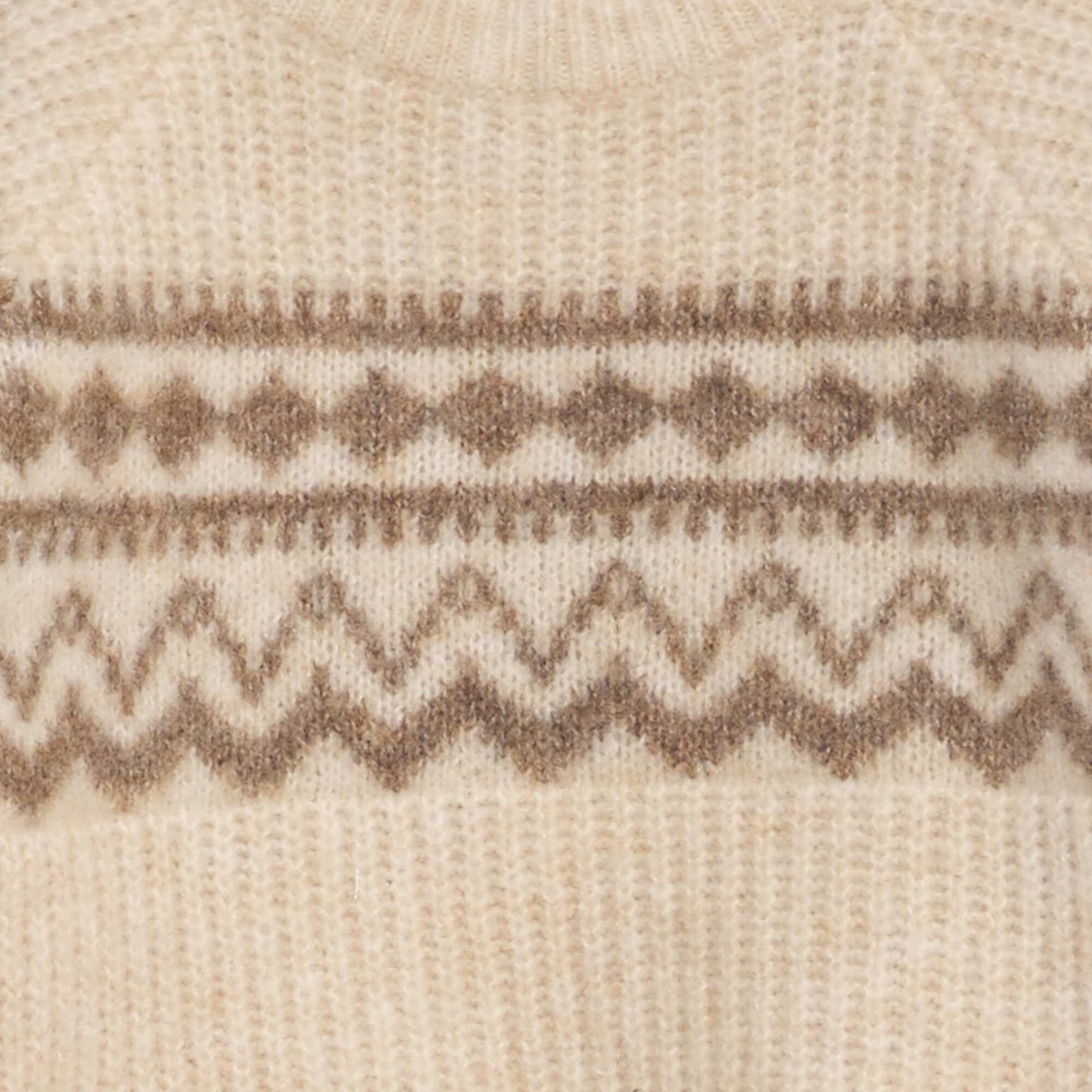 Jacquard pattern knit sweater BEIGE