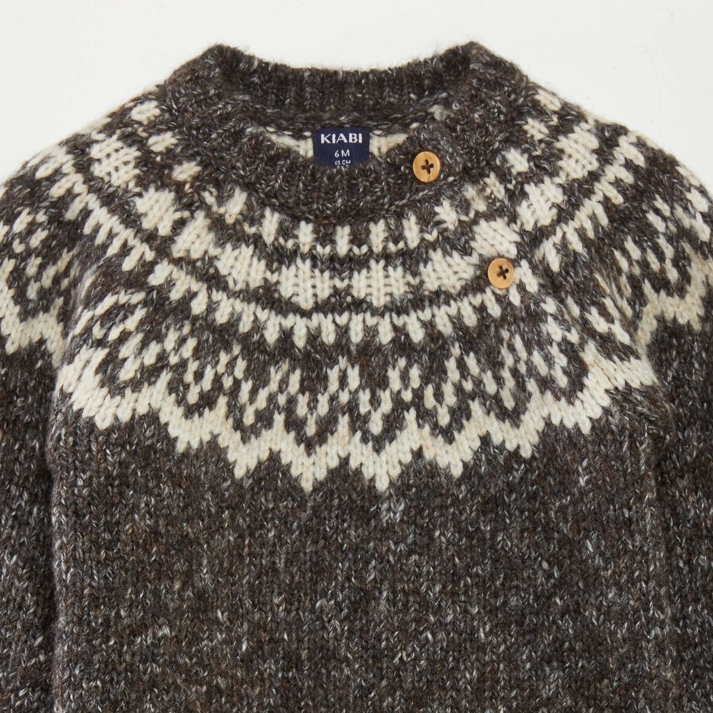 Jacquard sweater with button fastening BROWN