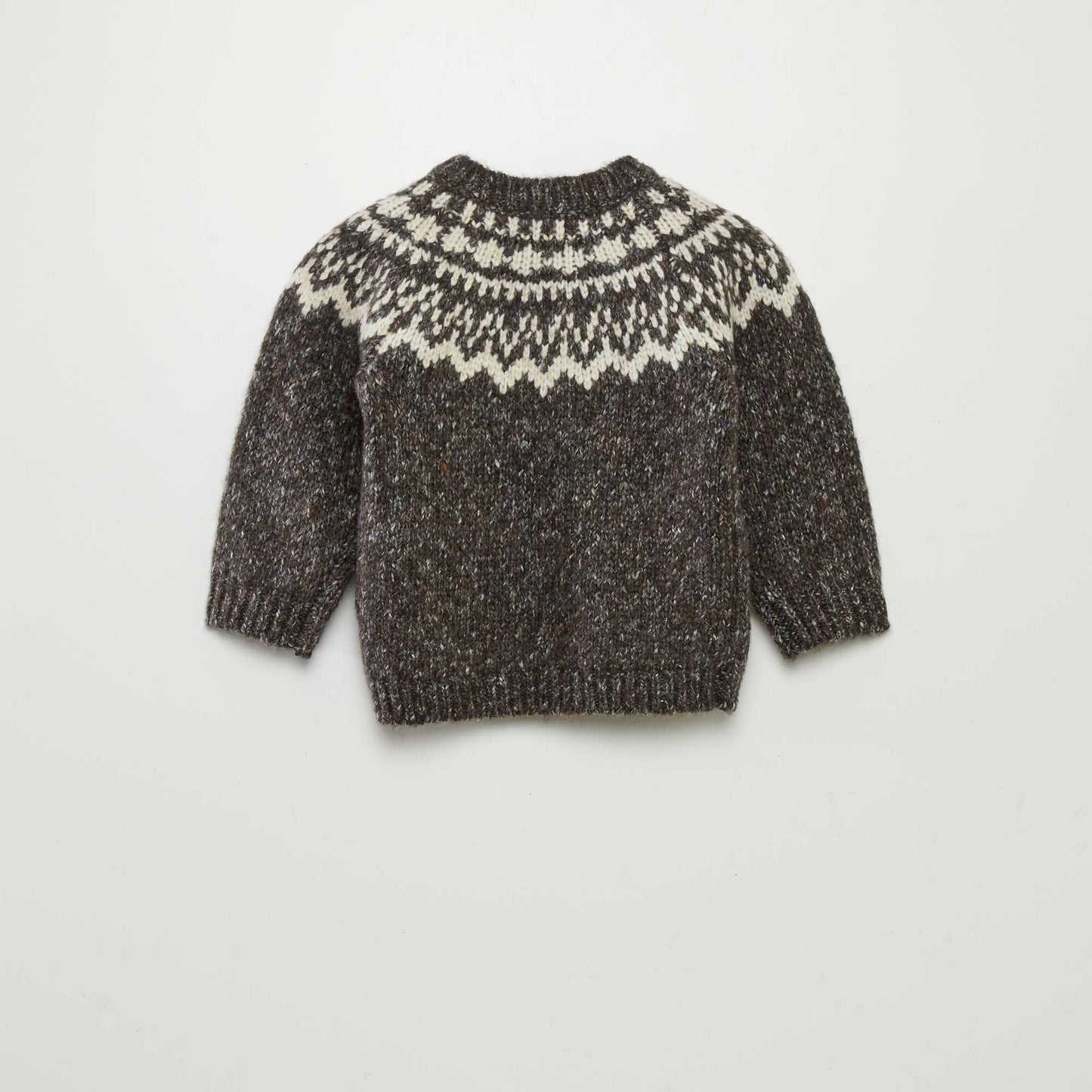 Jacquard sweater with button fastening BROWN