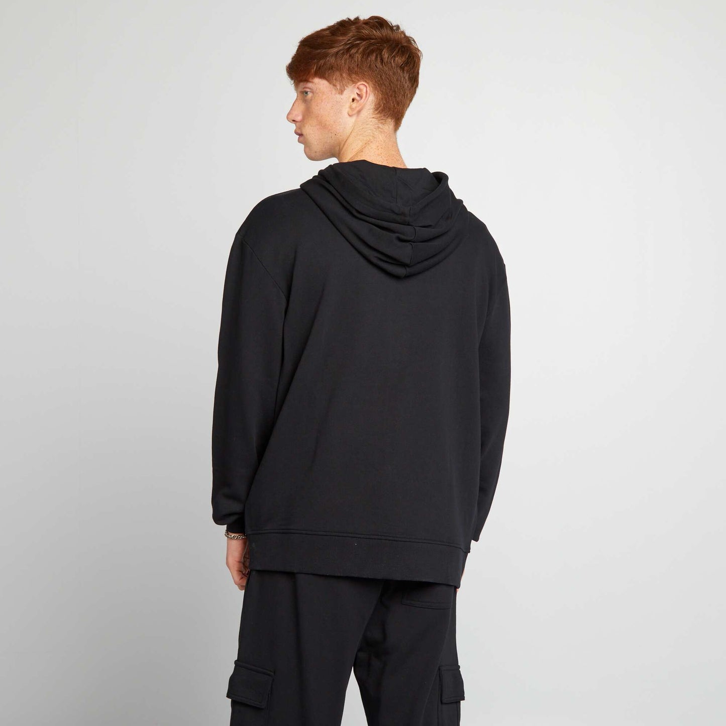 Lightweight zip-up hooded sweatshirt black