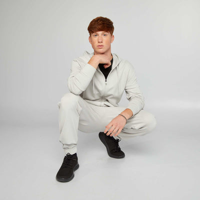 سحاب خفيف الوزن بغطاء رأس خفيف سويت شيرت رمادي