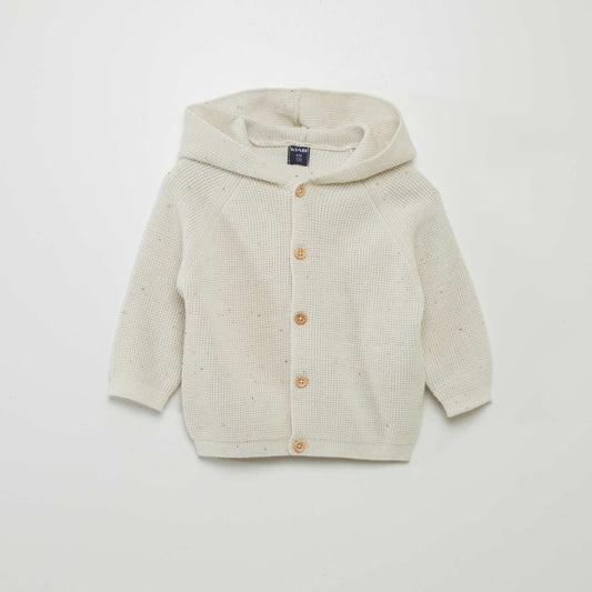 Hooded knit cardigan BEIGE