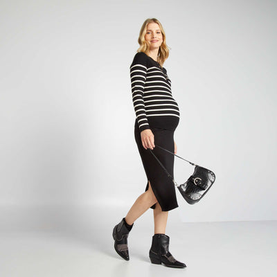 تنورة حوامل مضلعة أسود