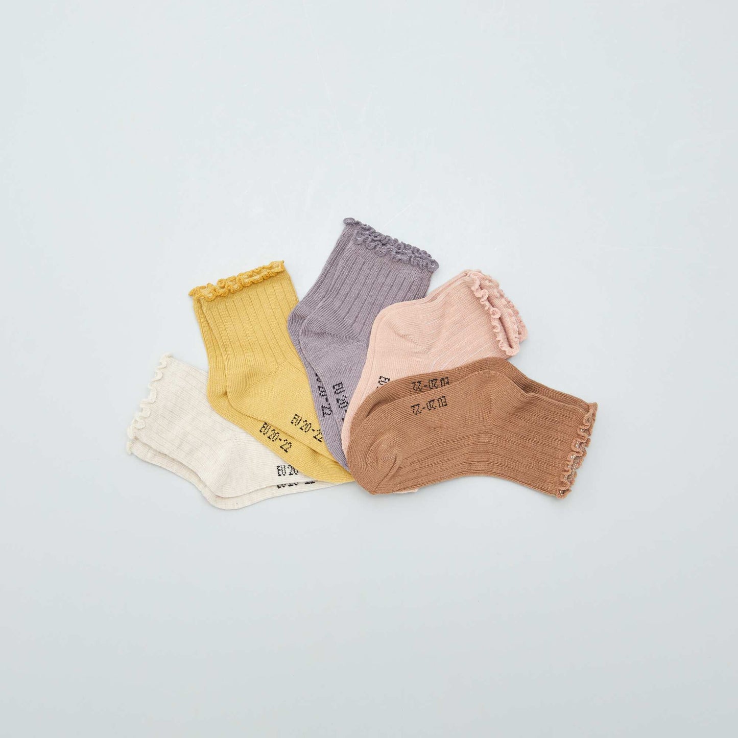 Pack of 5 pairs of frilly socks BROWN