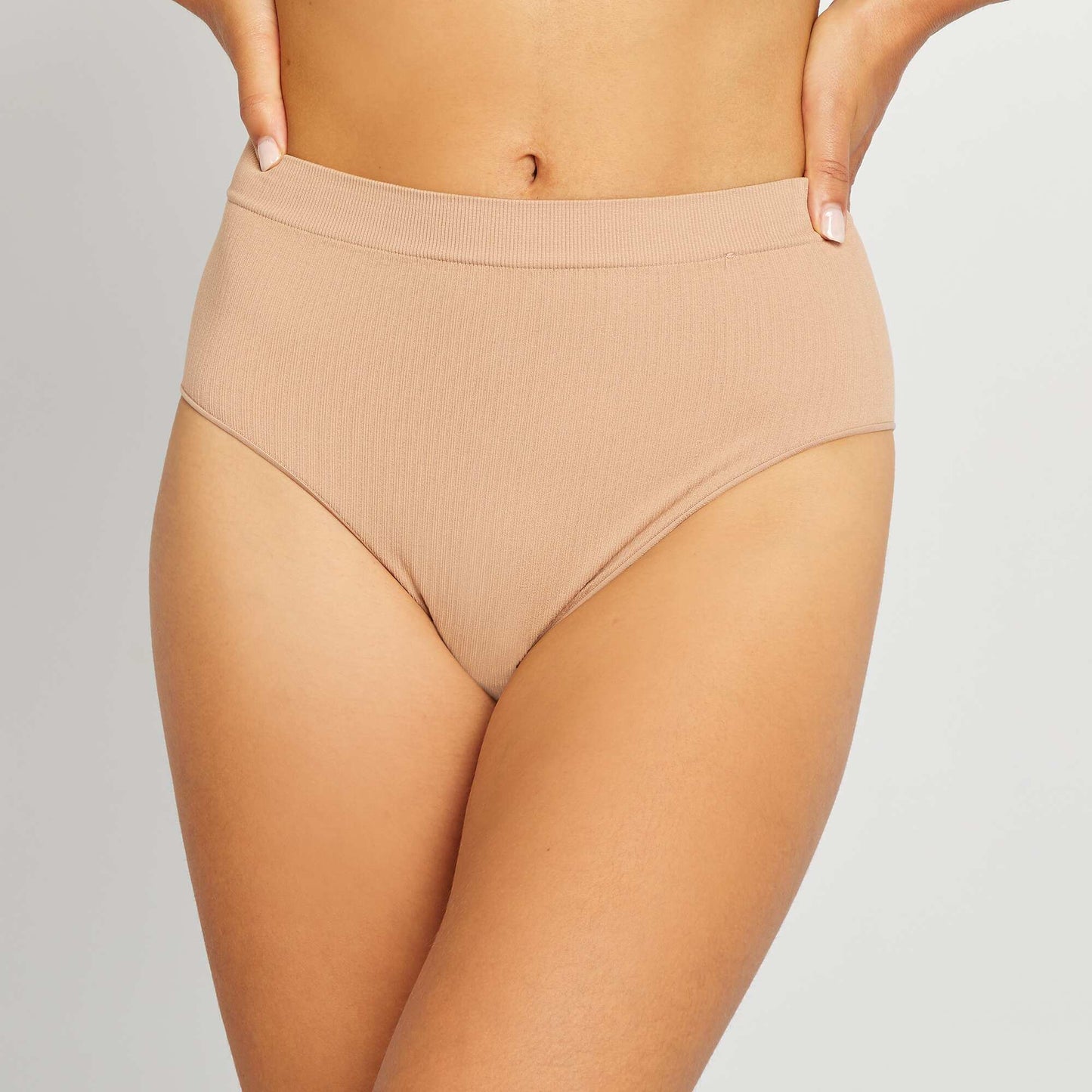 Pack of two pairs of high-waisted seamless briefs BEIGE