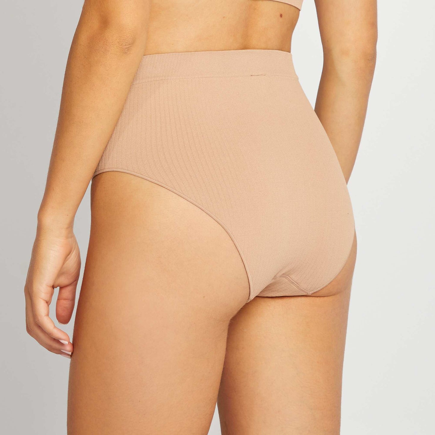 Pack of two pairs of high-waisted seamless briefs BEIGE