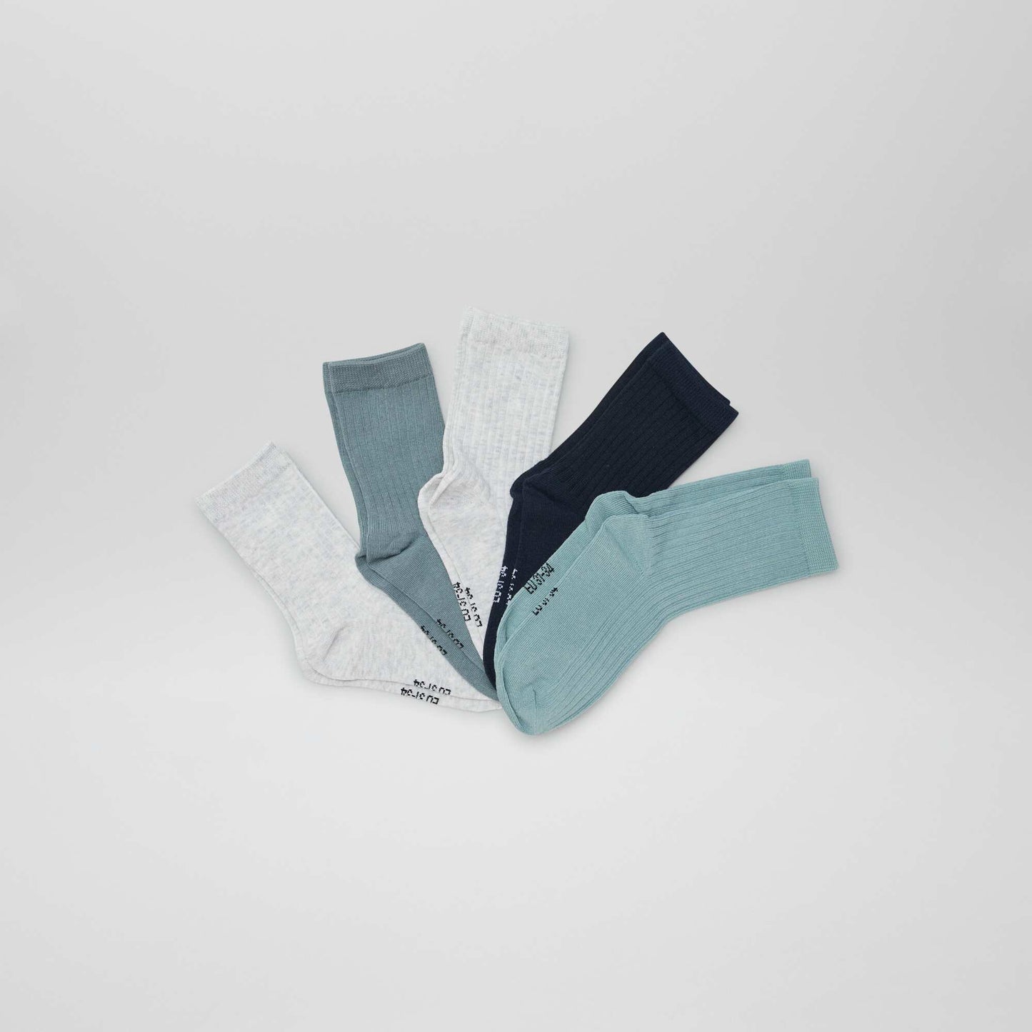 Pack of 5 pairs of plain socks BLUE