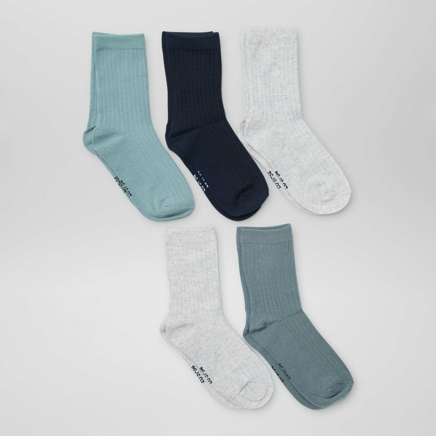 Pack of 5 pairs of plain socks BLUE