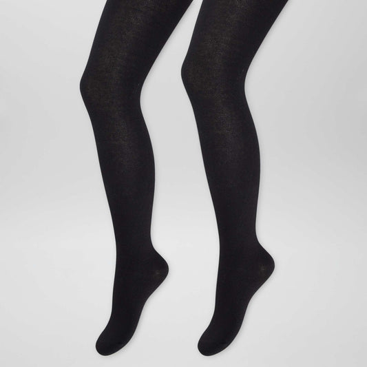 Pack of 2 pairs of warm tights BLACK