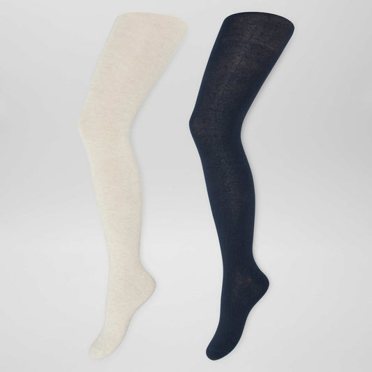 Pack of 2 pairs of warm tights BLUE