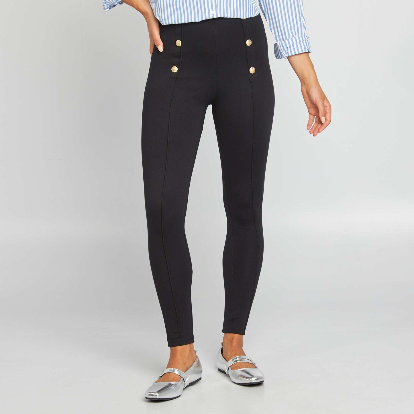 Long leggings with high waist BLACK