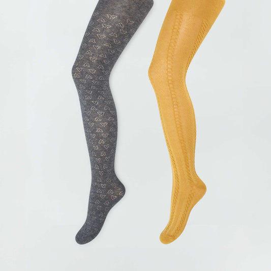 Warm knit tights - Pack of 2 GREY