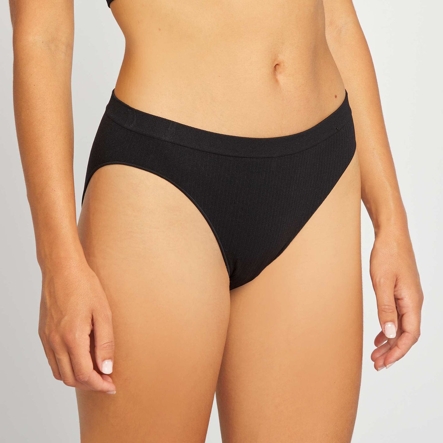 Pack of two pairs of ribbed seamless briefs black