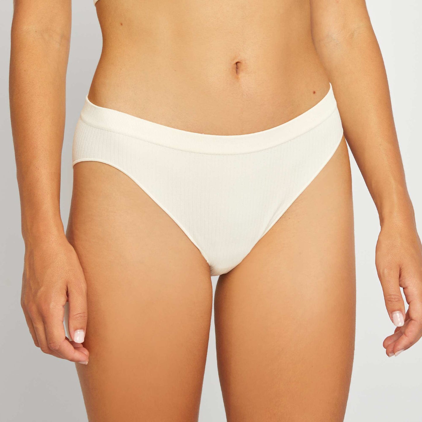 Pack of two pairs of ribbed seamless briefs WHITE