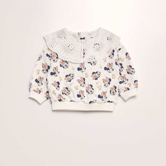 Minnie Mouse sweatshirt with embroidered collar WHITE