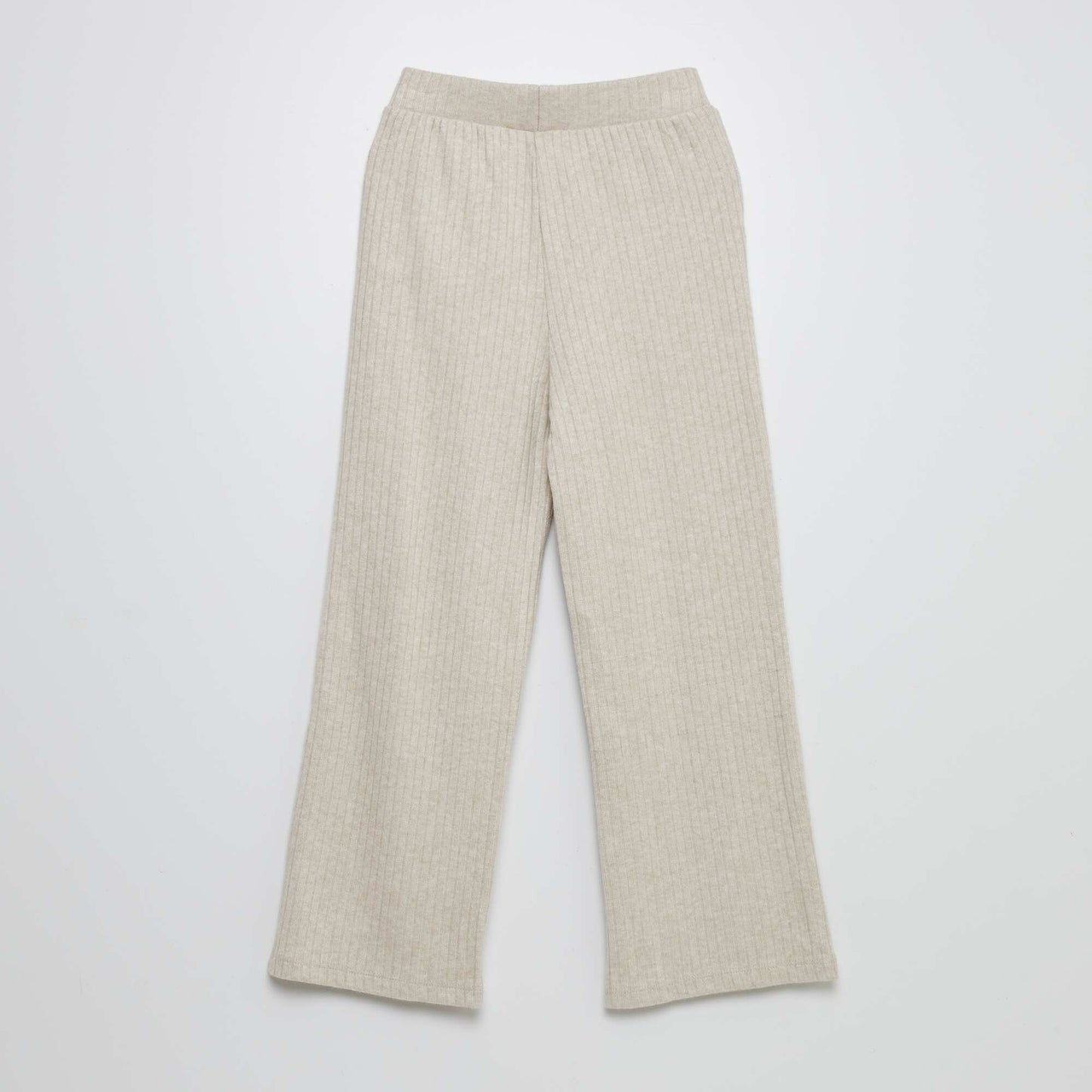 Ribbed knit flared trousers BEIGE