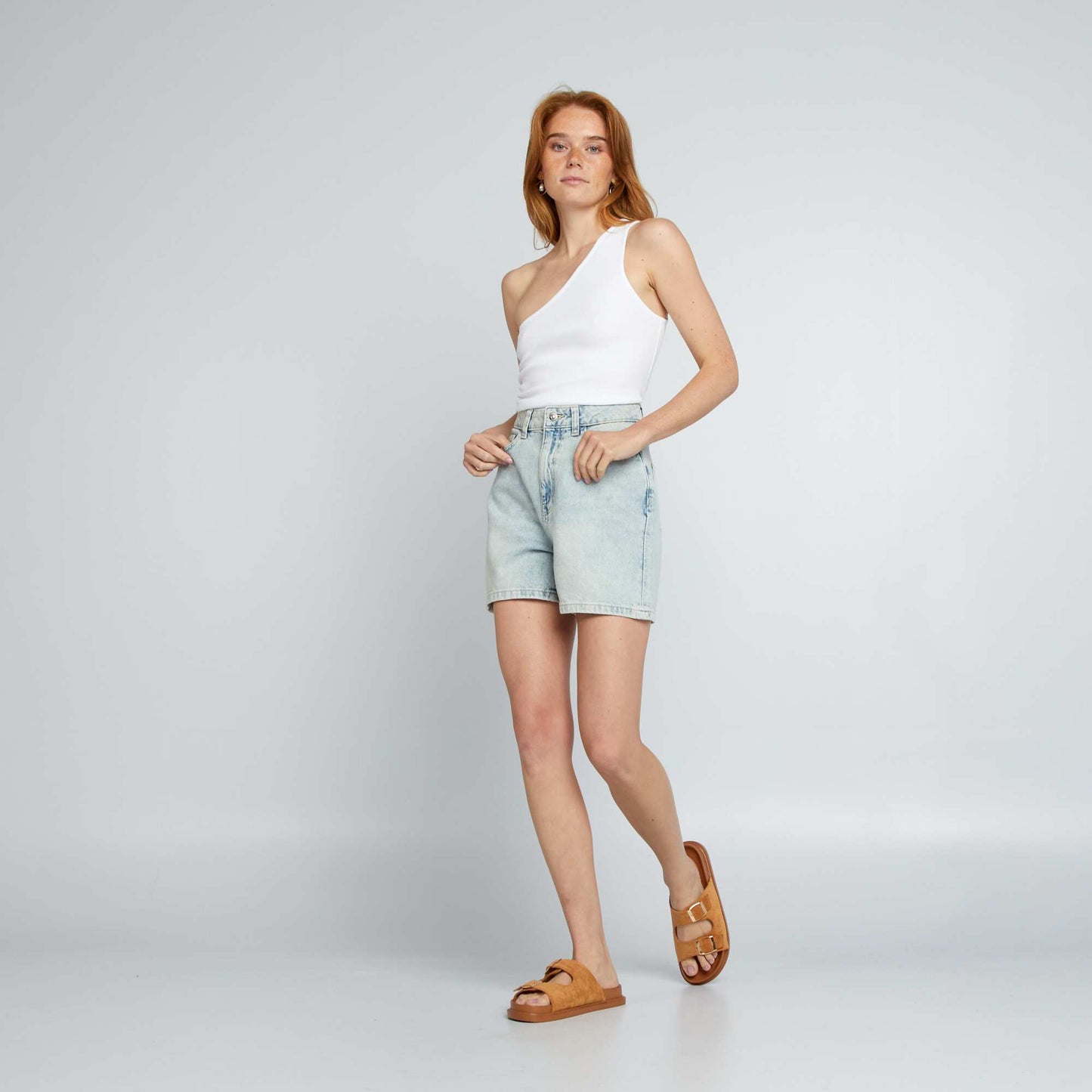 High-rise denim shorts BLUE