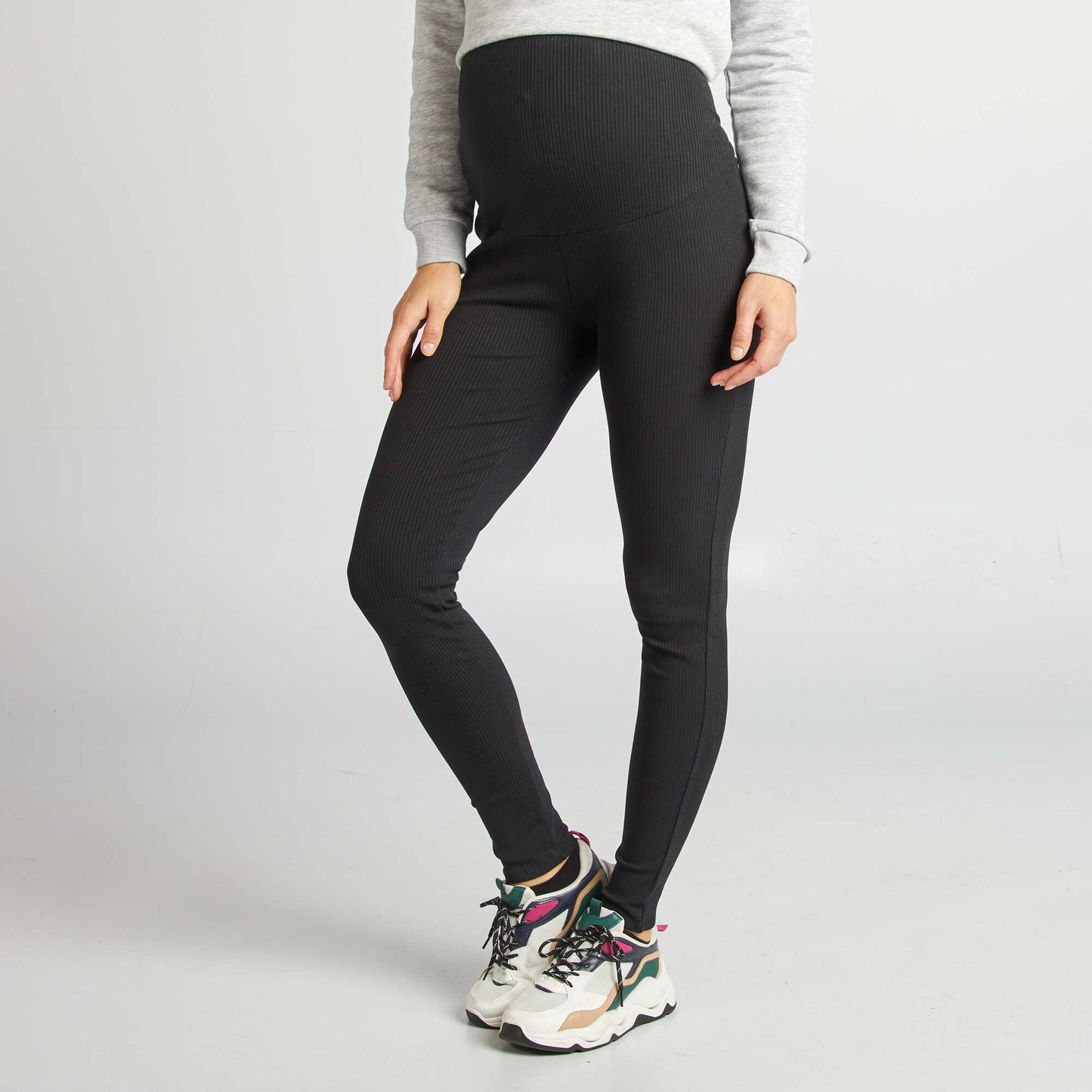 Ribbed maternity leggings BLACK