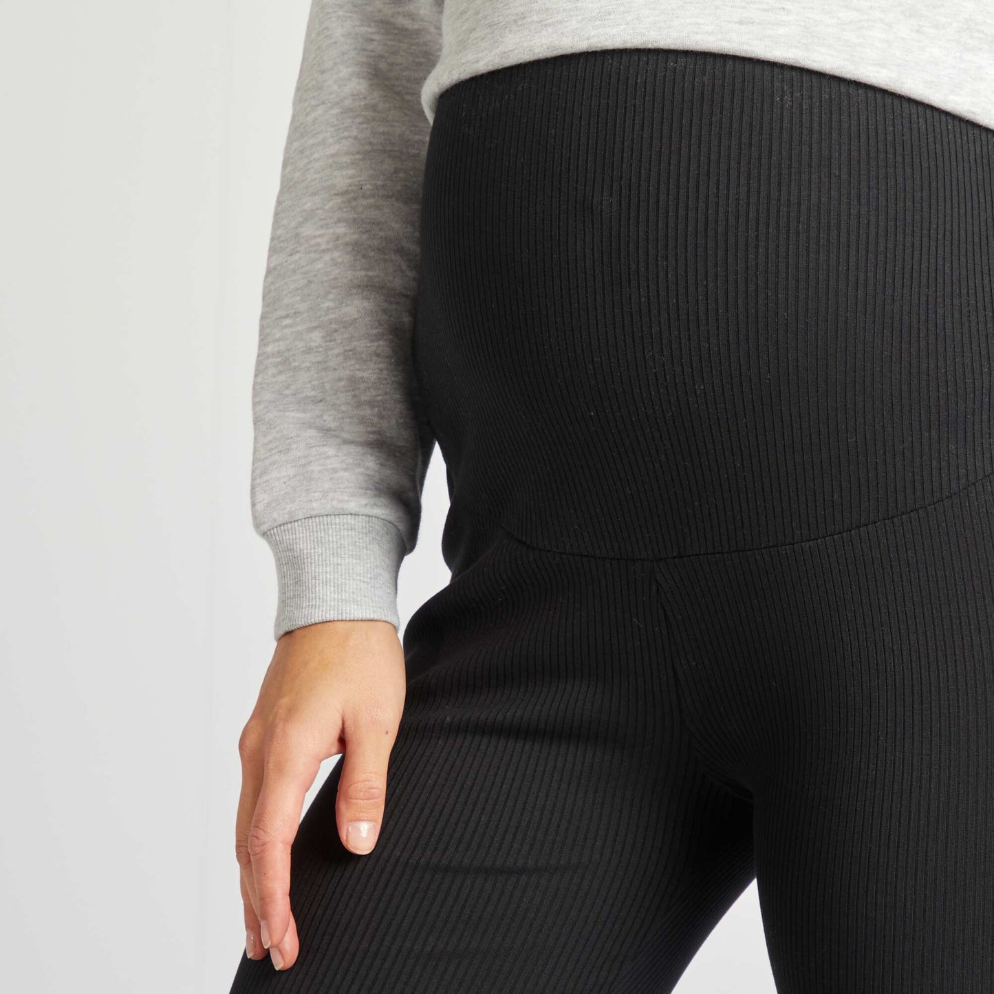 Ribbed maternity leggings BLACK