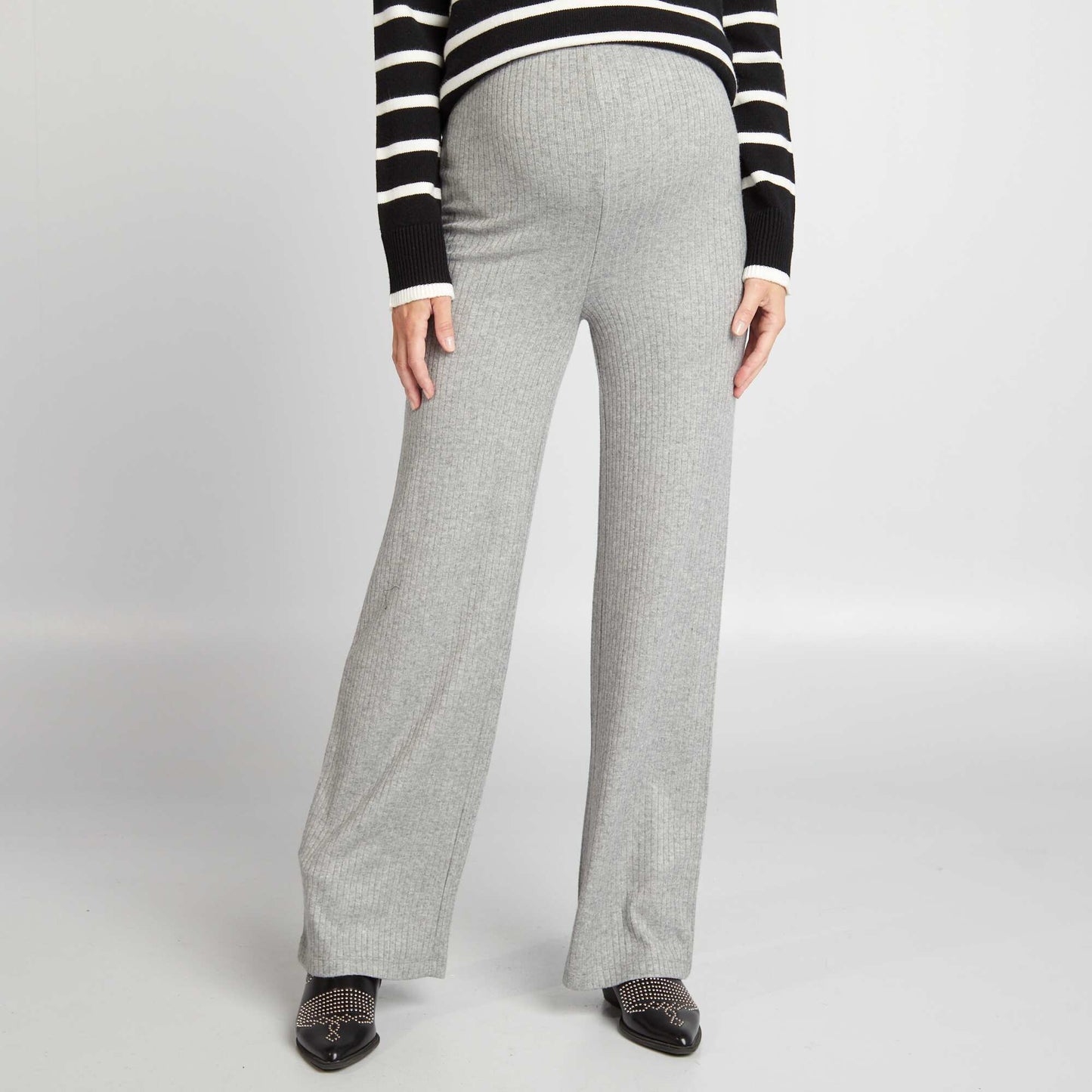 Ribbed maternity trousers GREY