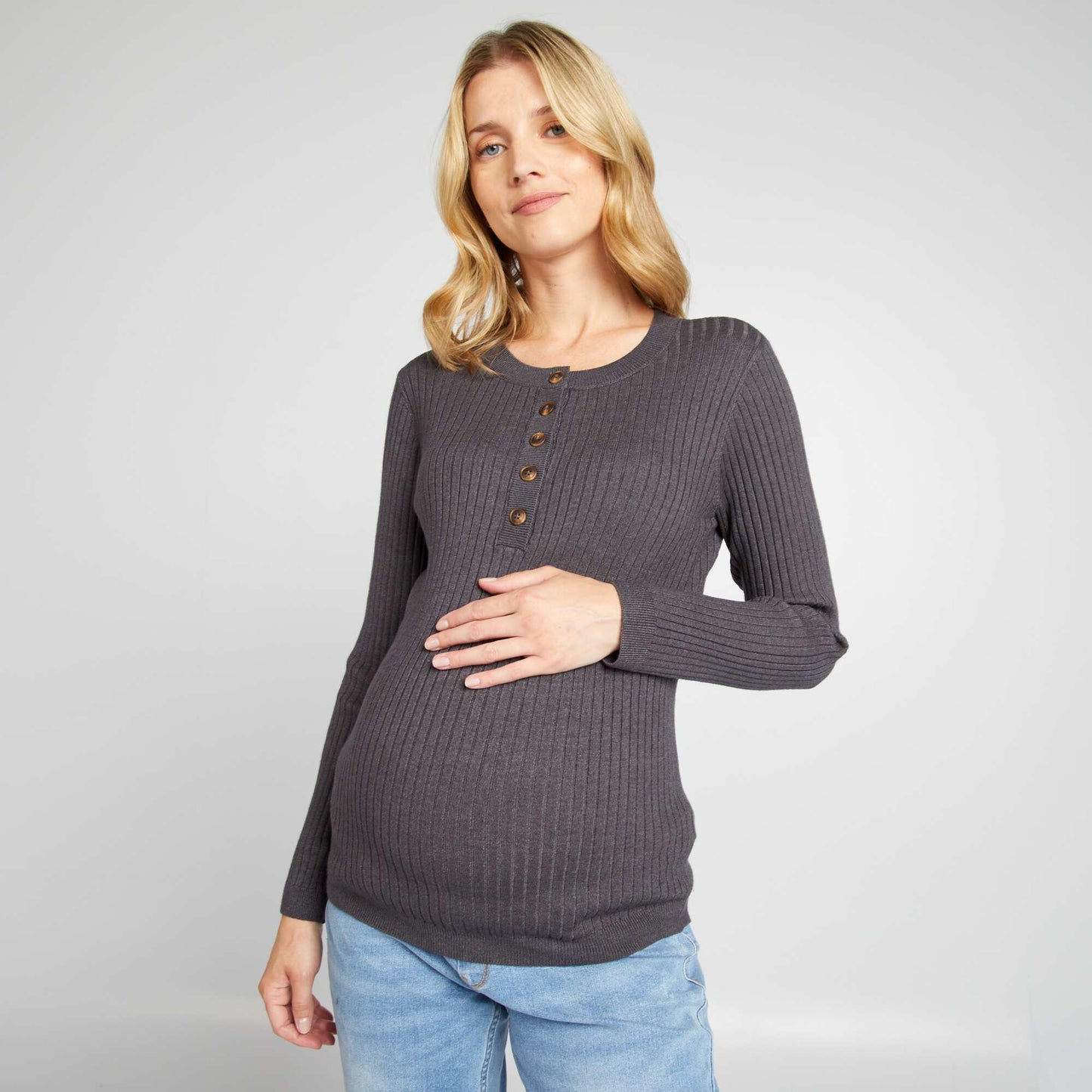 Fine-knit nursing jumper GREY