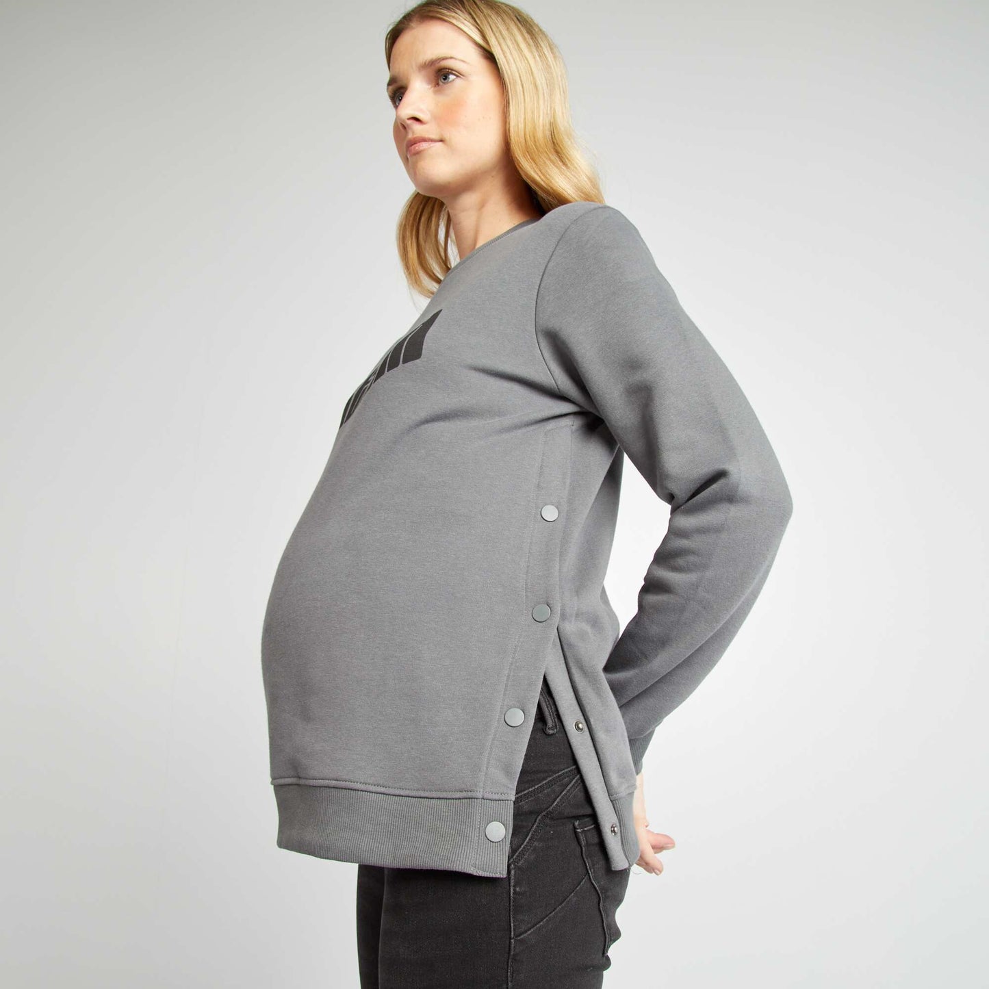 Nursing sweatshirt with press-stud opening GREY