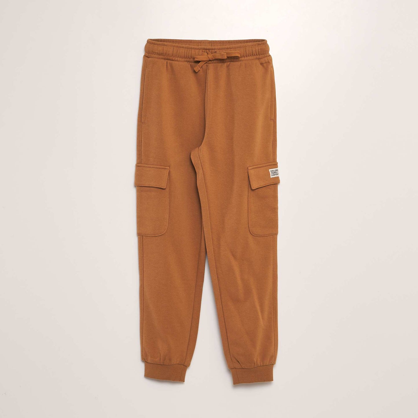 Sweatshirt fabric joggers with pockets BROWN