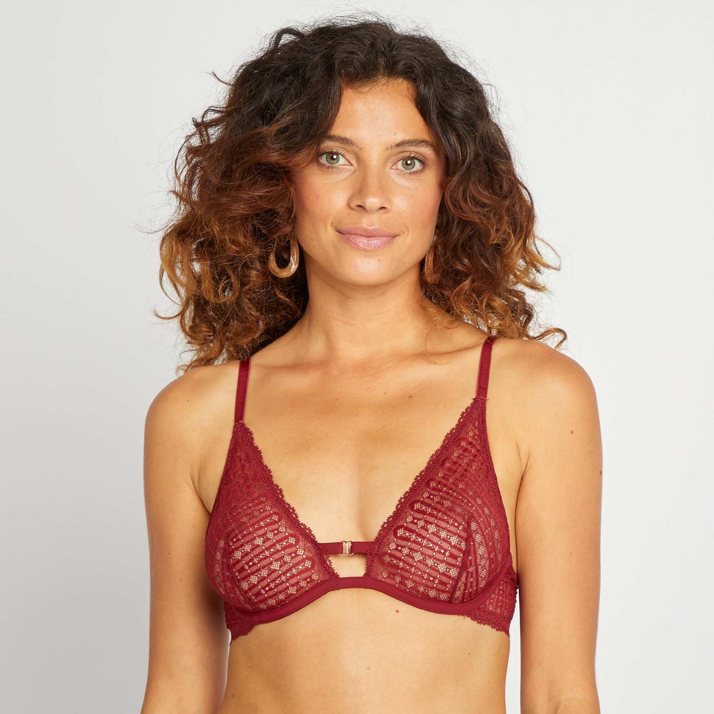 Non-padded lace bra RED