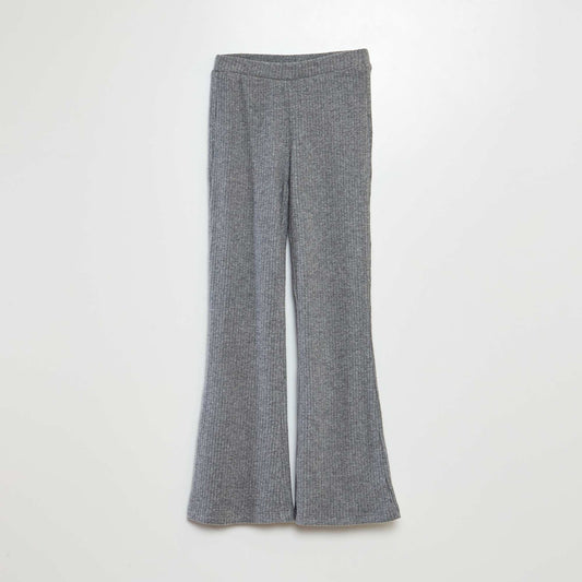 Ribbed flared/bootcut trousers GREY