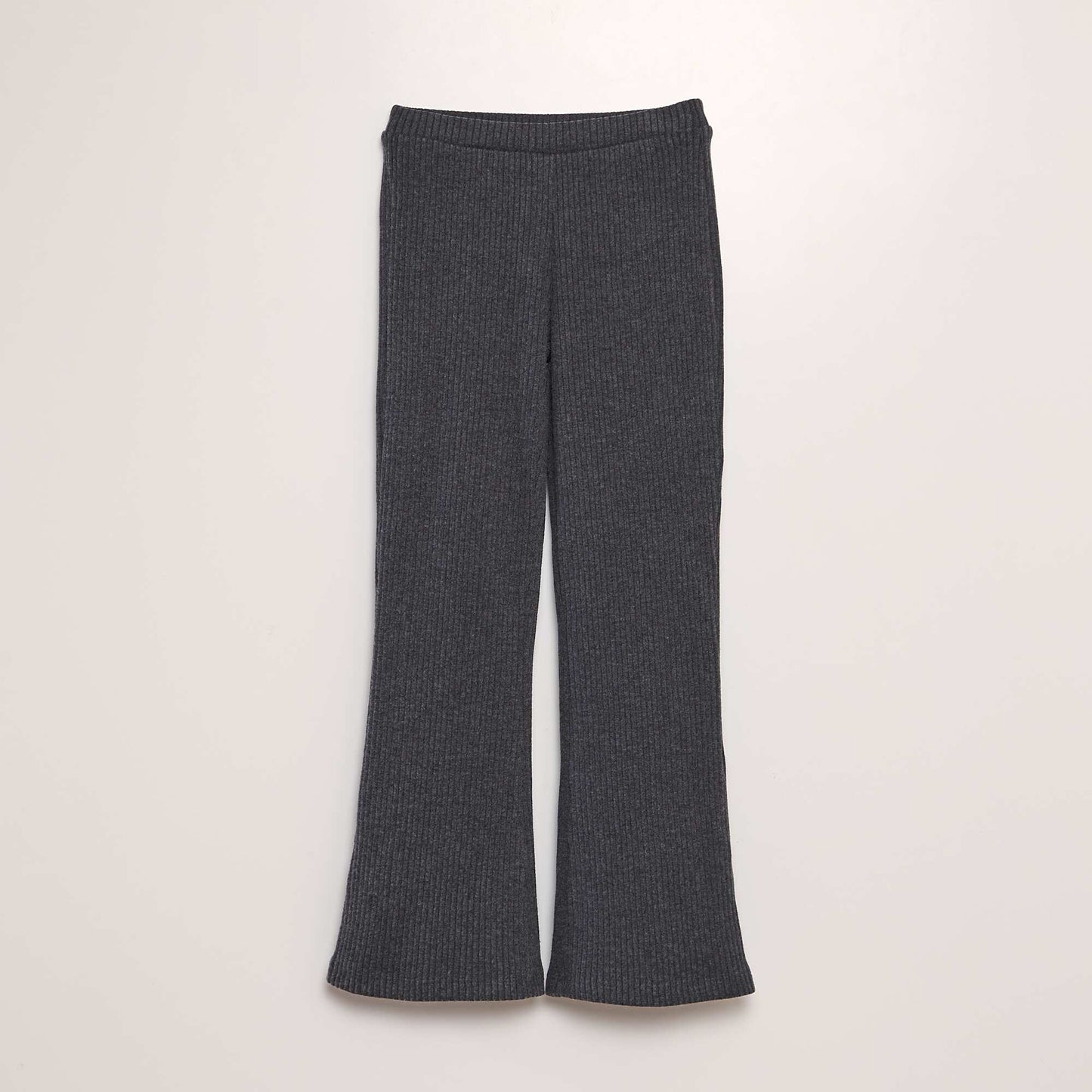 Ribbed flared/bootcut trousers GREY